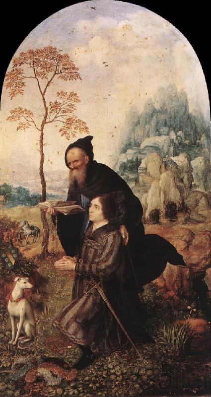 GOSSAERT, Jan (Mabuse) St Anthony with a Donor dfg Norge oil painting art